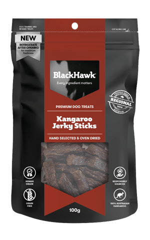 Black Hawk Jerky Straps Kangaroo Natural High Protein Dog Treats  -  100 grams