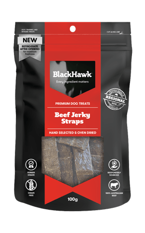 Black Hawk Jerky Straps Beef Natural High Protein Dog Treats  - Beef