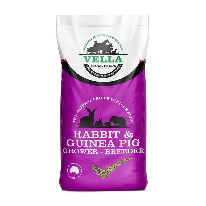 Vella Rabbit & Guinea Pig Pellet  Complete High Fibre Small Animal Feed for Digestive Health & Daily Nutrition  -  20 kg