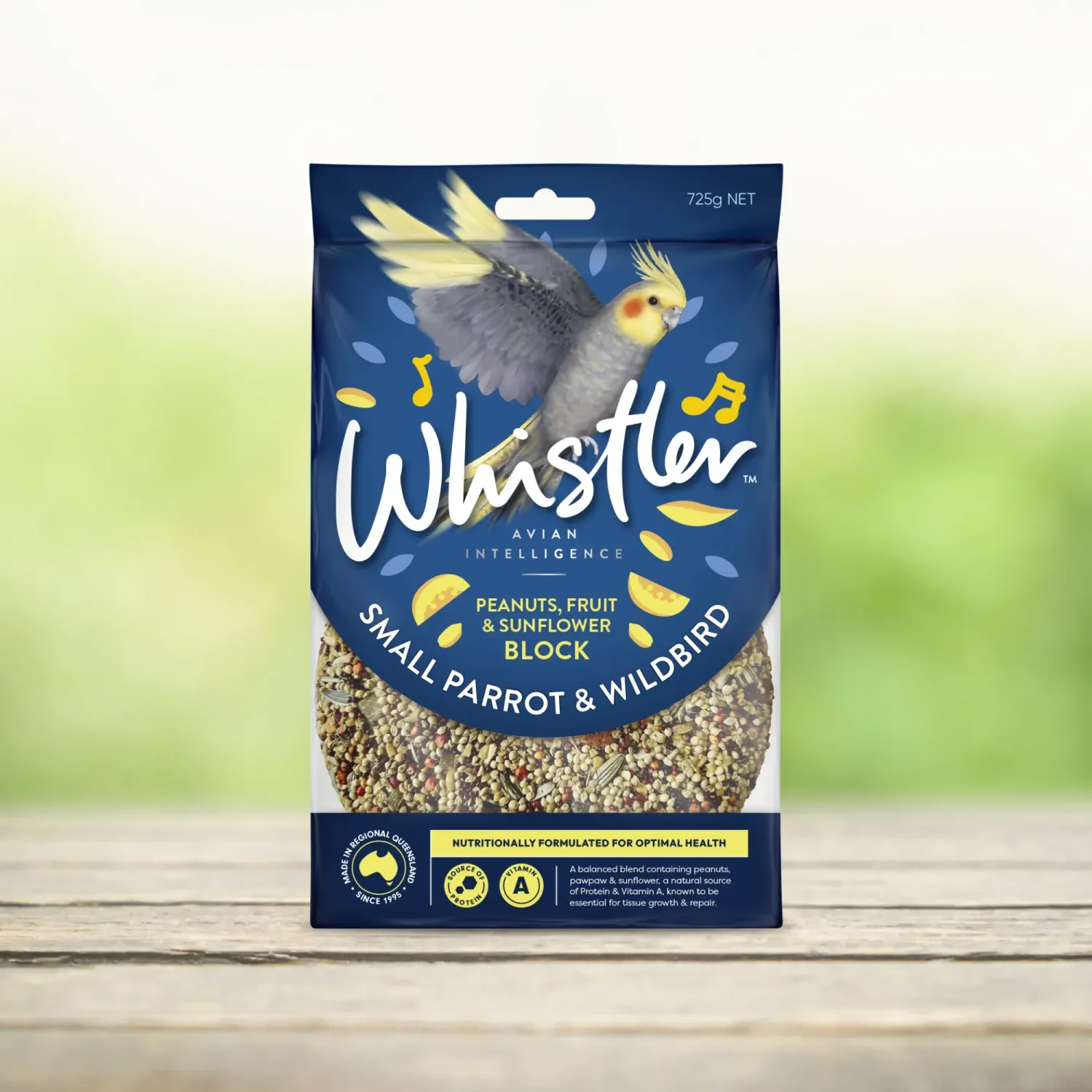 Whistler Small Wildbird & Parrot Peanuts, Fruit & Sunflower Block - 725 grams Whistler Small Wildbird & Parrot Peanuts, Fruit & Sunflower Block - 725 grams