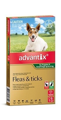 Advantix for Dogs Flea, Tick & Mosquito Protection Spot-On Small  -  0-4 kgs   - 3 pack