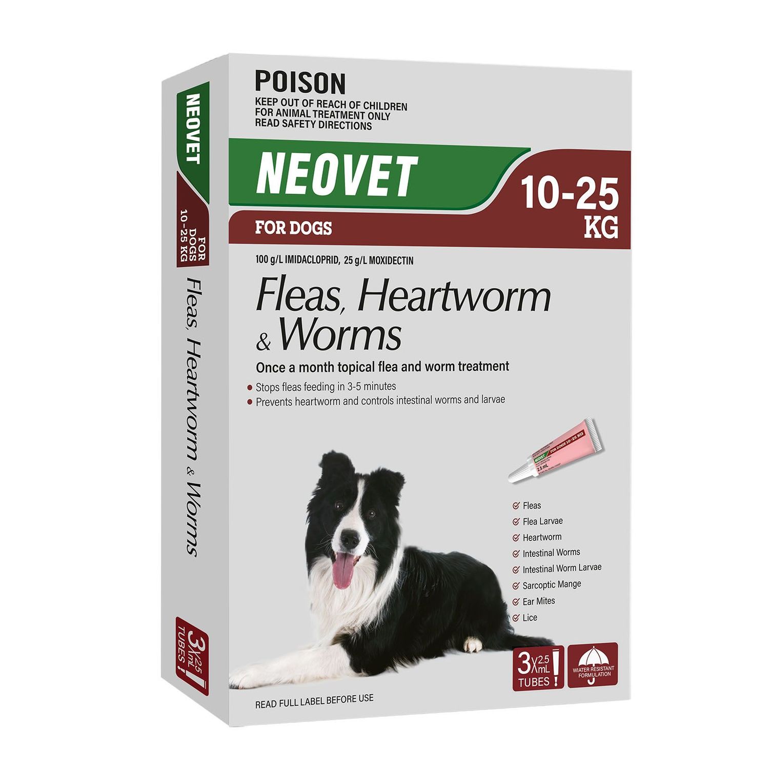 Neovet for Dogs 10–25kg  – Flea, Worm & Heartworm Treatment Monthly Spot-On -  3 Pack