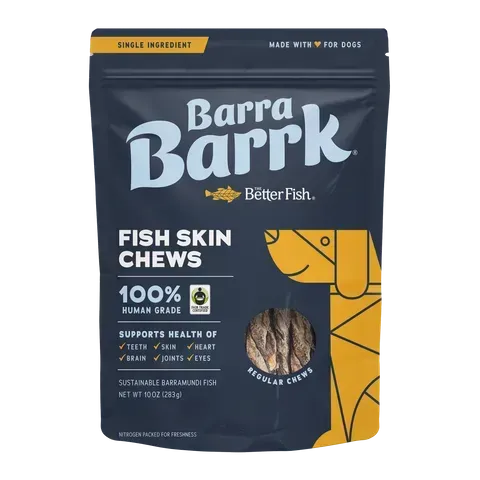 Barra Barrk Fish Skin Chews Treats - 283 grams Barra Barrk Fish Skin Chews Treats - 283 grams
