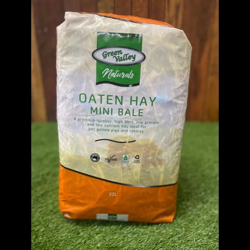 Green Valley Naturals Oaten Hay Mini Bale For Small Pets  -  22 litres