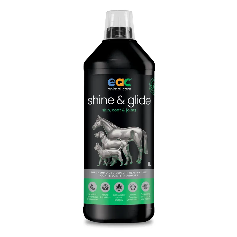 EAC Shine And Glide Hemp Oil Supplement For Dogs Cats And Horses - 1 litre EAC Shine And Glide Hemp Oil Supplement For Dogs Cats And Horses - 1 litre