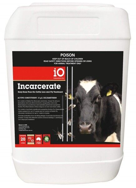 iO Incarcerate Pour-On Lice & Fly Treatment for Cattle & Horses - 20 litre iO Incarcerate Pour-On Lice & Fly Treatment for Cattle & Horses - 20 litre