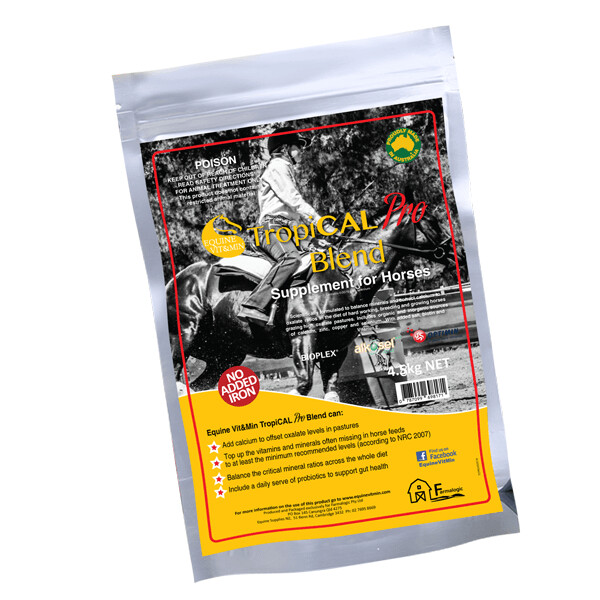 Equine Vit & Min TropiCAL PRO Horse Vitamin & Mineral Supplement - 4.8 kg Equine Vit & Min TropiCAL PRO Horse Vitamin & Mineral Supplement - 4.8 kg