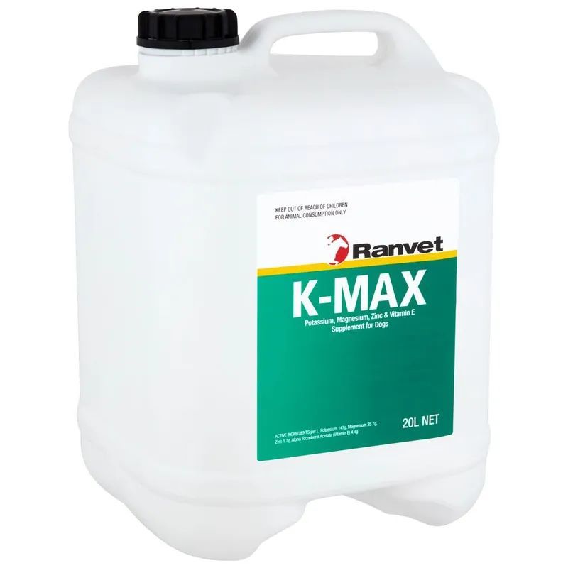 Ranvet K-Max for Dogs Liquid Electrolyte & Potassium Supplement -  20 litres
