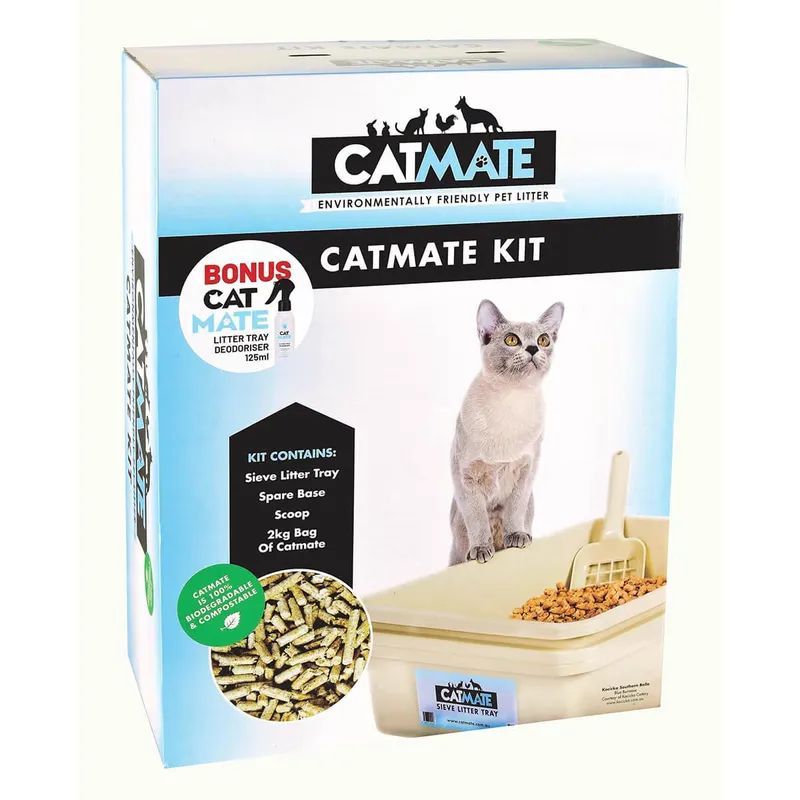 CatMate 5 Piece Litter Tray Kit Beige – Complete Cat Litter Starter Set