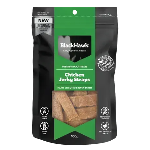 Black Hawk Jerky Straps Chicken Natural High Protein Dog Treats  -  100 grams