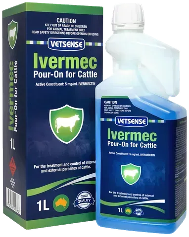 Vetsense Ivermec Pour-On for Cattle Ivermectin Wormer & Parasite Control -  2.5 litre