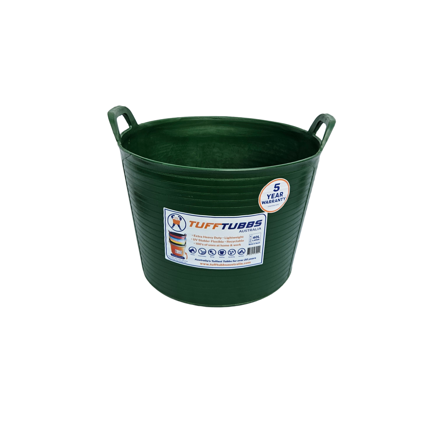 Tuff Tubbs Bucket Dark Green - Heavy Duty Flexible Feed & Water Bucket - 40 litres Tuff Tubbs Bucket Dark Green - Heavy Duty Flexible Feed & Water Bucket - 40 litres
