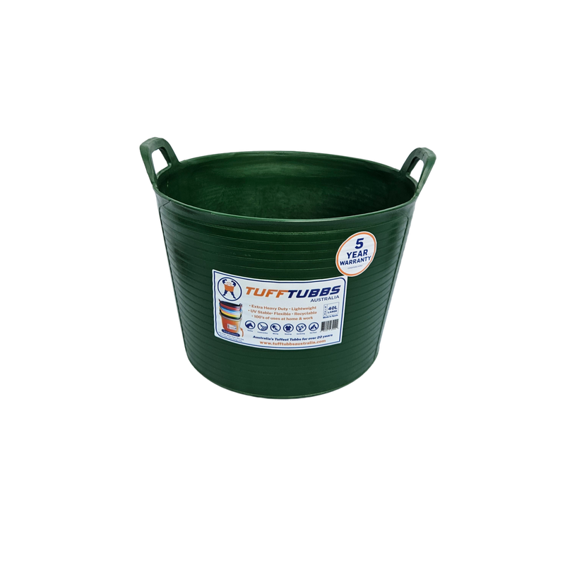 Tuff Tubbs Bucket Dark Green - Heavy Duty Flexible Feed & Water Bucket   -  40 litres