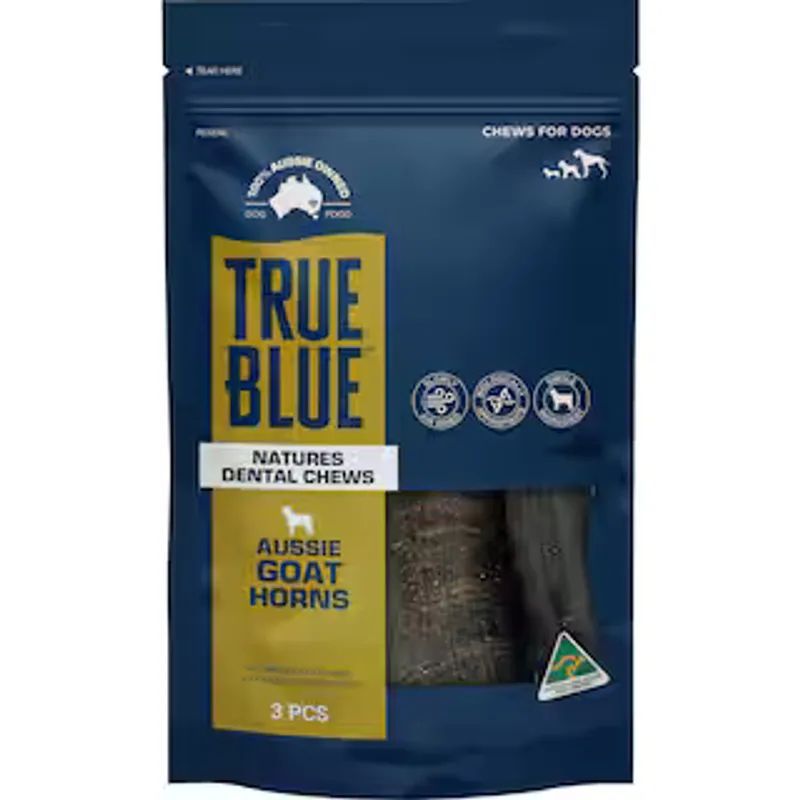 True Blue Aussie Goat Horns  Natural Long-Lasting Dog Chews  -  3 Pack