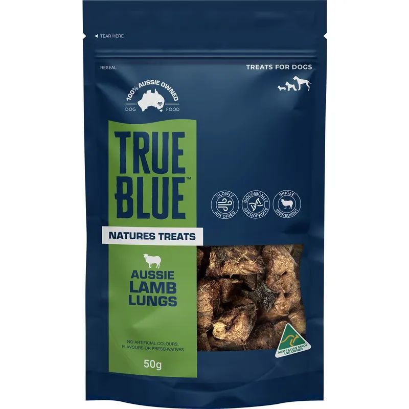 True Blue Aussie Lamb Lung Natural Australian Lamb Dog Treats -  50 grams