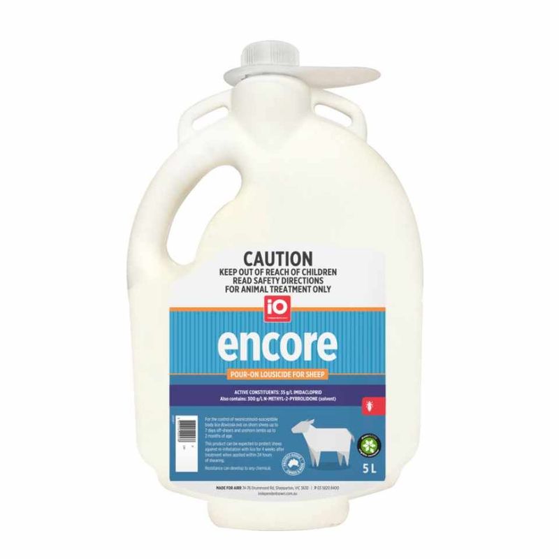 iO Encore Pour-On Lousicide for Sheep - Controls Sheep Lice , Fast Acting Imidacloprid Pour-On-  5 litres