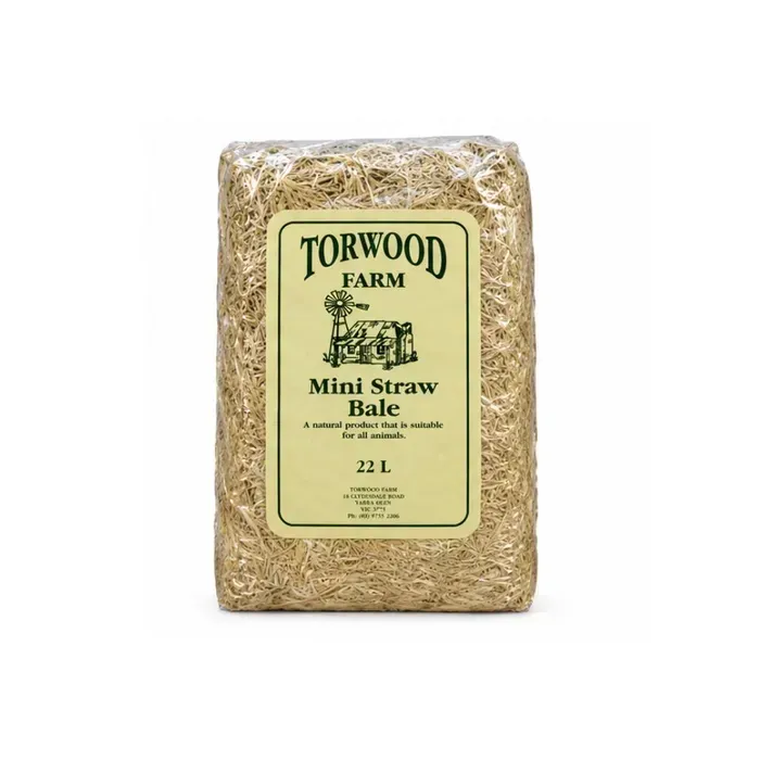 Torwood Farm Mini Straw Bale Natural Barley Straw Bedding for Rabbits, Guinea Pigs & Poultry  -  22 litres