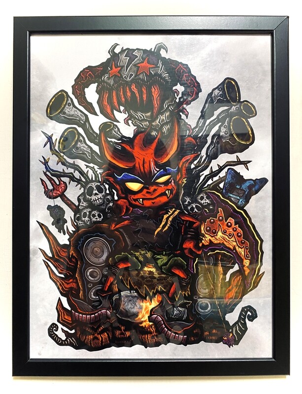 The Devil Warrior on Throne Curious Metallics Poster A3 with Frame &quot;SIGNED BY ARTIST”​