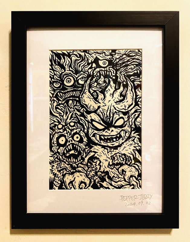 【ONE-OFF】The Devil Warrior - War of the Wasteland &quot;Original Ink Drawings&quot; Illustration with Frame &quot;SIGNED BY ARTIST”​