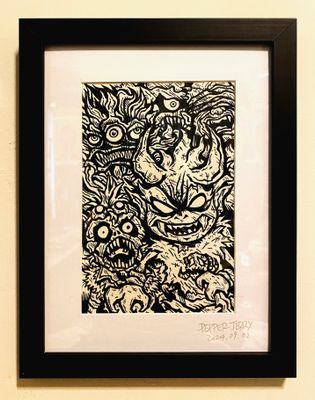 【ONE-OFF】The Devil Warrior - War of the Wasteland &quot;Original Ink Drawings&quot; Illustration with Frame &quot;SIGNED BY ARTIST”​