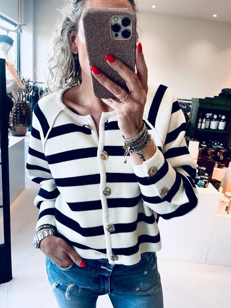 ba&amp;sh Massimo gilet blauw/offwhite 1E24MASS