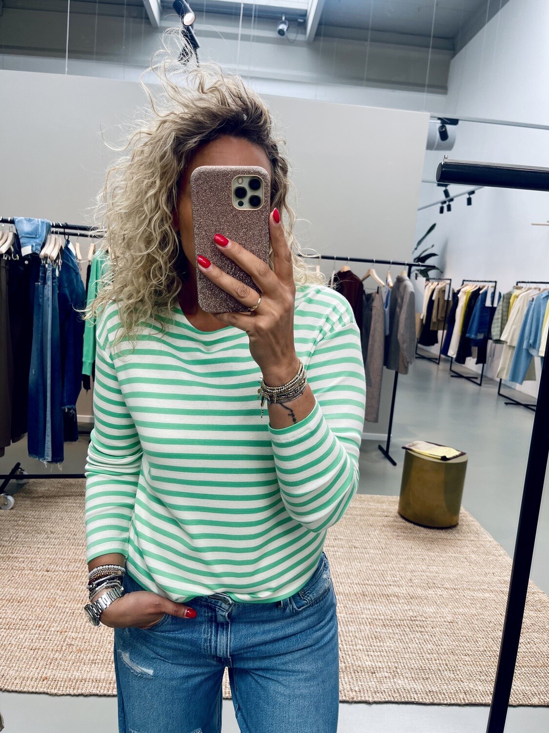 Closed longsleeve striped groen C95594-420-ST