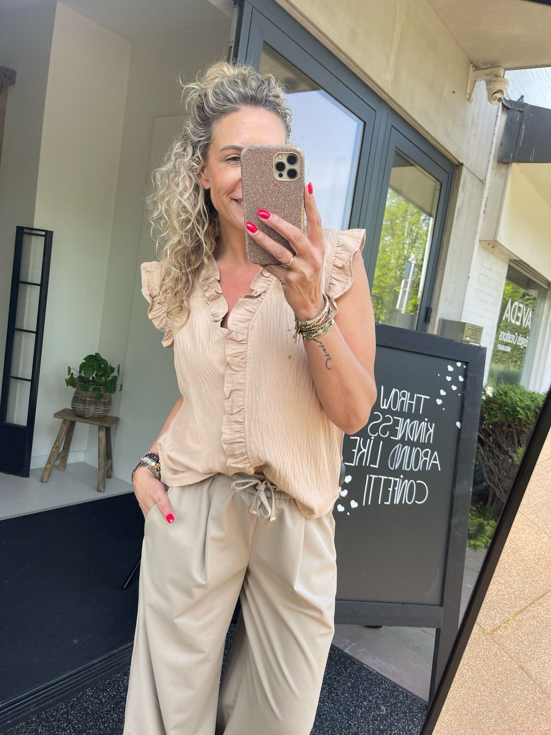 Co&#39;couture SuedaCC Frill Blouse bruin 35213