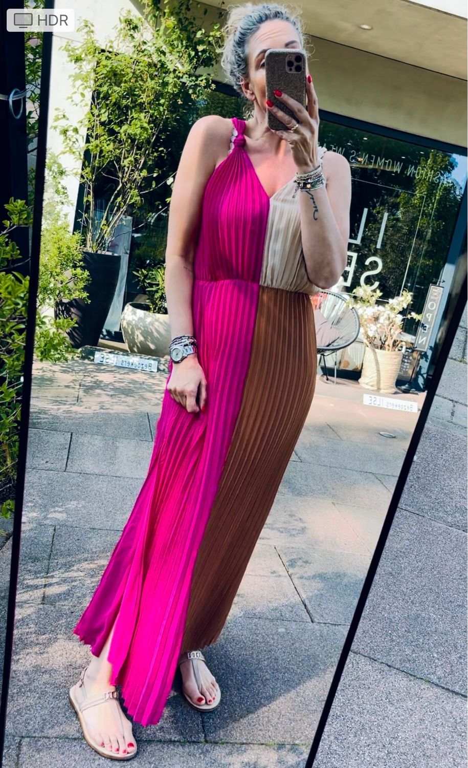 Dante6 D6Ruelle colourblock dress Hibiscus Pink 241153