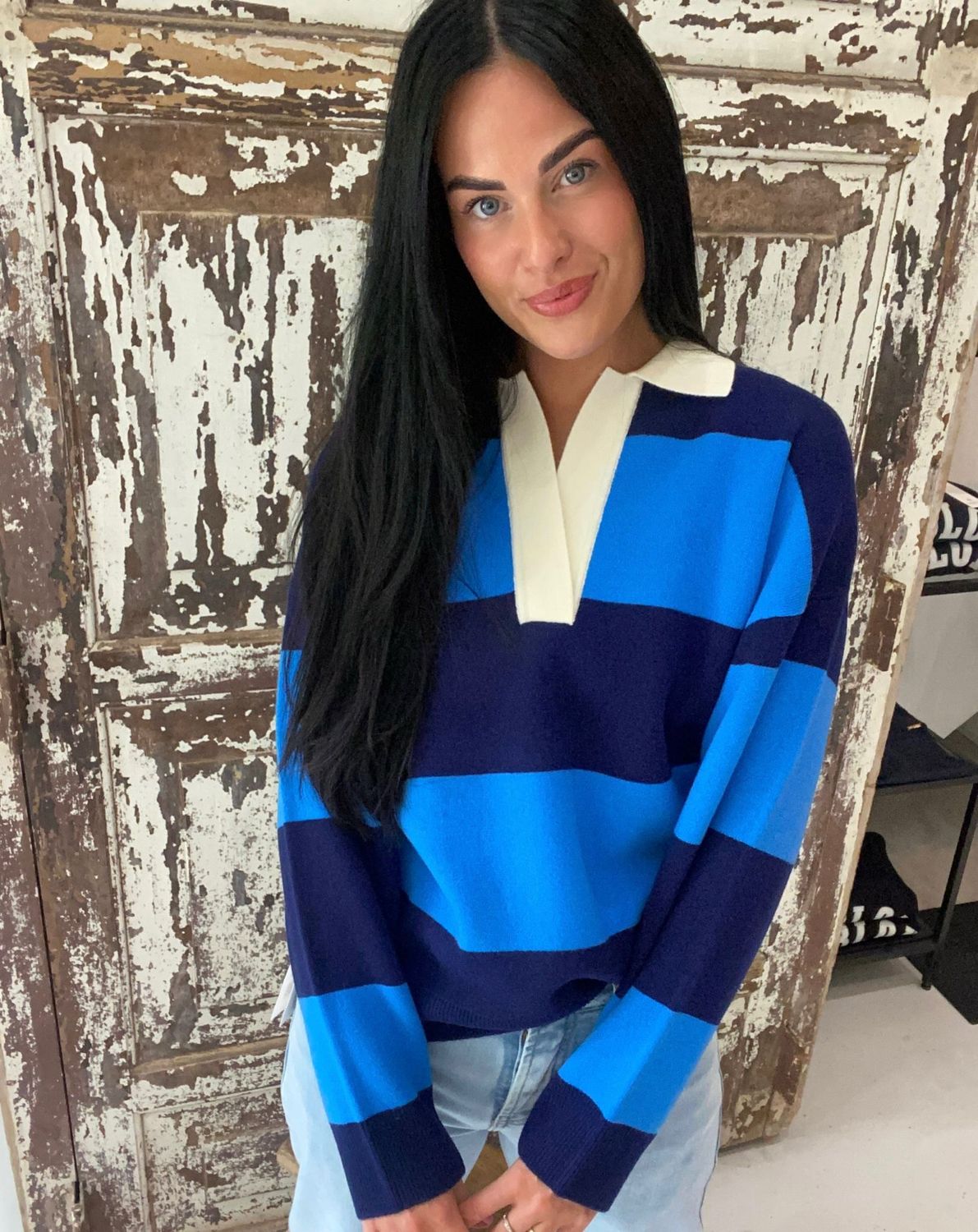Vanessa Bruno Dolly pull col V Blauw 2HVC01-V15327
