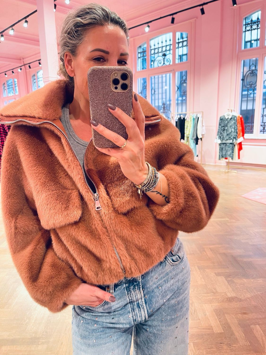 Essentiel Antwerp Jacket Roze Genz faux fur