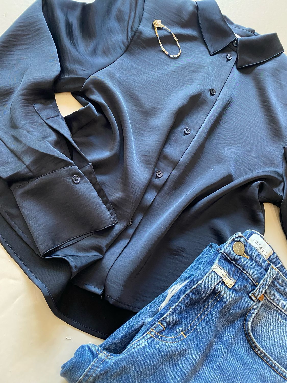 Essentiel Antwerp Genvieve oversized shirt D.blauw Genvieve