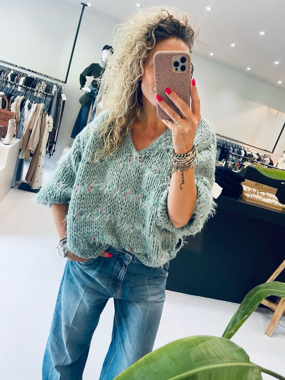 Les Tricots d&#39;O Cashmere Pullover V neck Groen H-AW24-C-300-PV