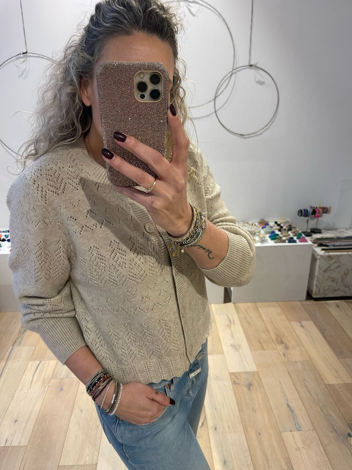 Co&#39;couture RowCC pointelle cardigan Off White 32152