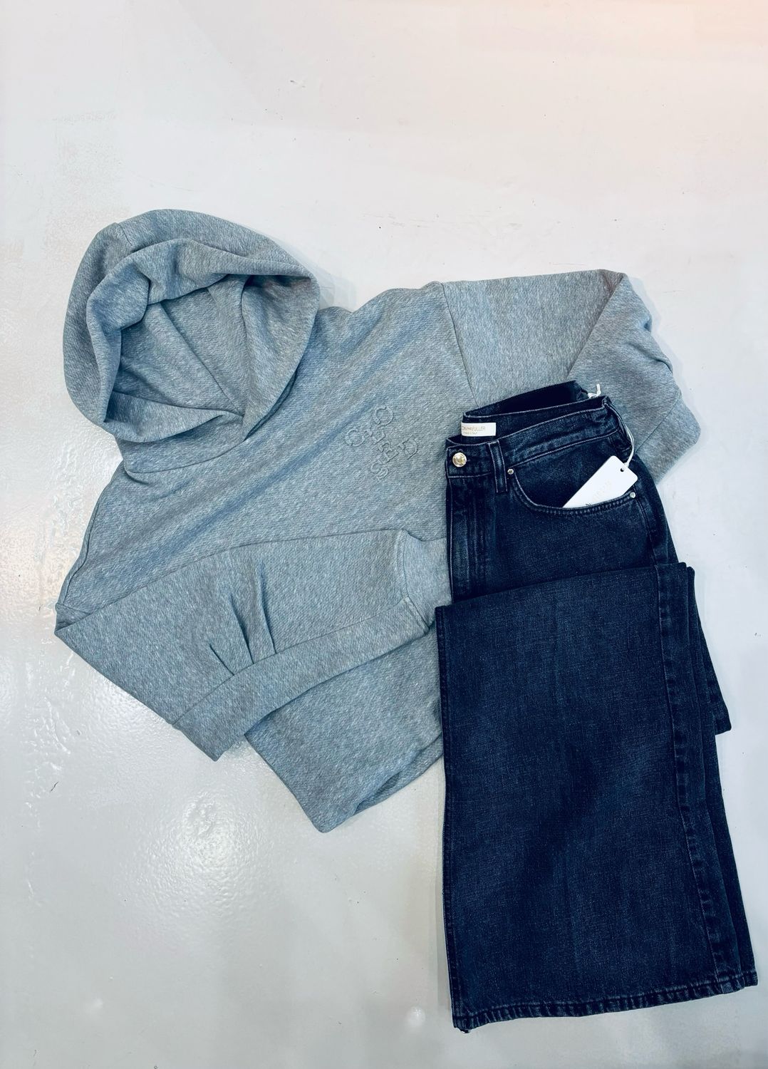 Closed folded hem hoodie Light grey melange C95350-47M-EB