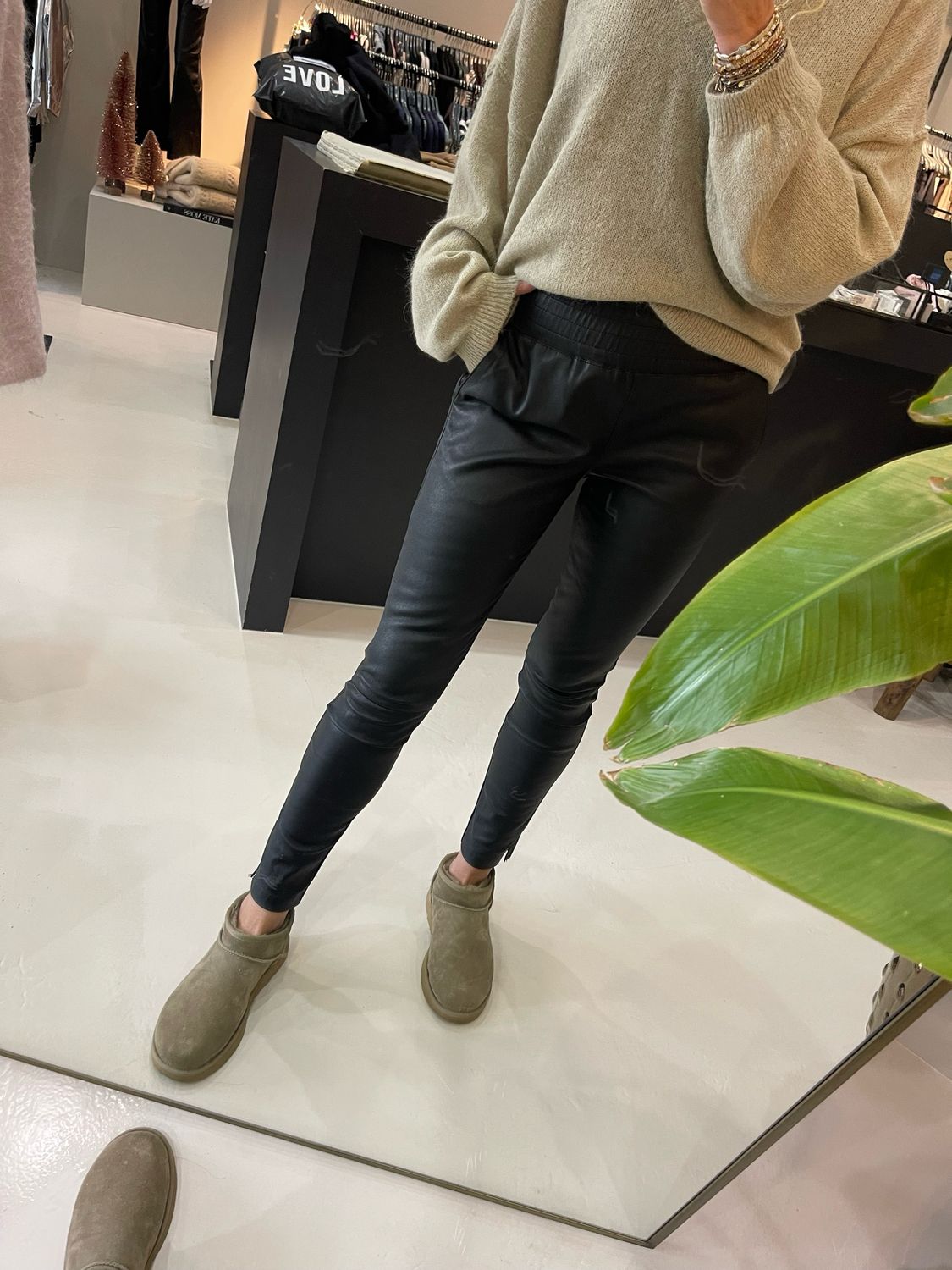 Ibana Colette leather pants zwart 300000016