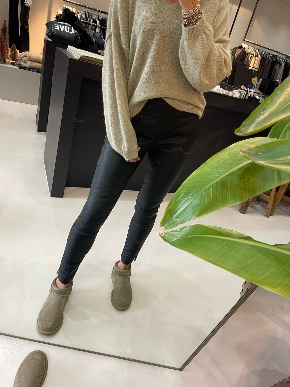 Ibana Colette leather pants zwart 300000016
