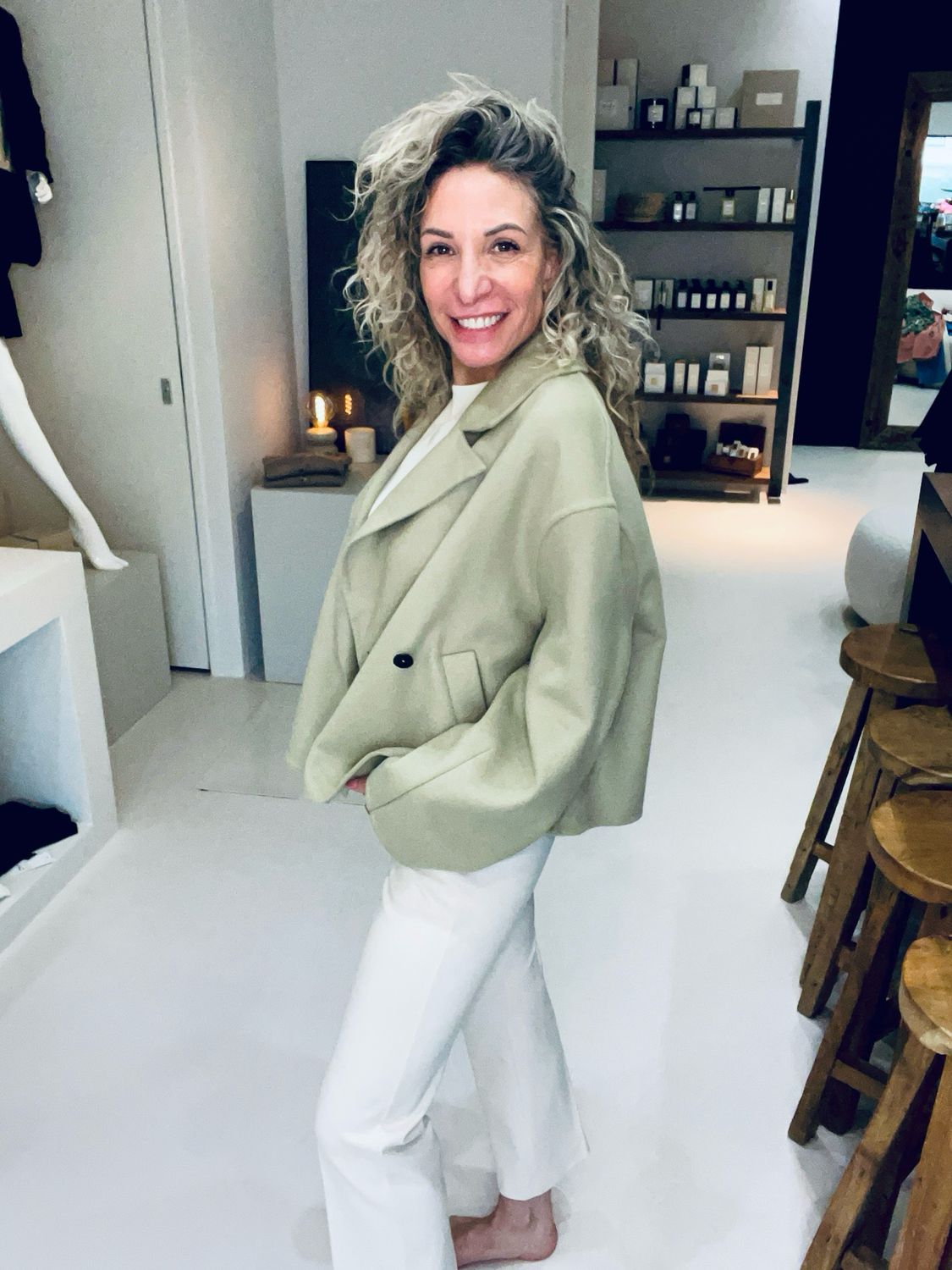 Closed cropped pea coat Warm sand C97499 65T 22