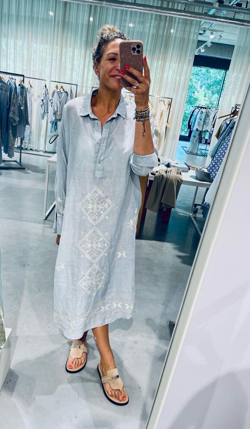 Greek Archaic Kori dress blauw s25k-530342