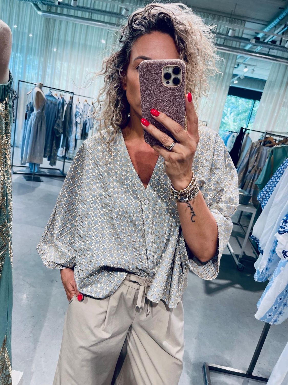 Greek Archaic Kori blouse grijs s25k-150151