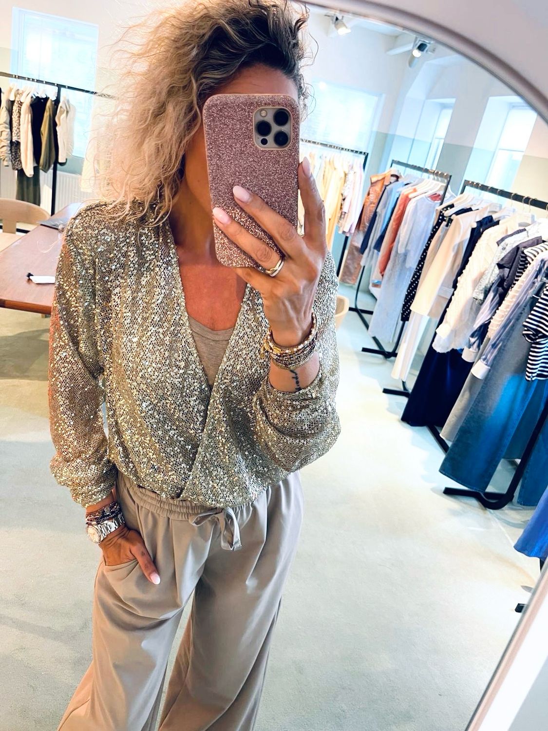 Dante6 Crazyabout sequins cardigan Sunlit grass 251162