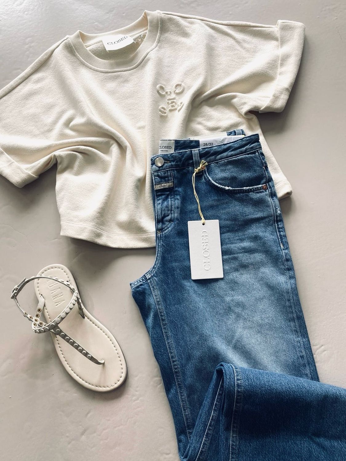 Closed cropped t-shirt Dune beige C95449-48O-EB