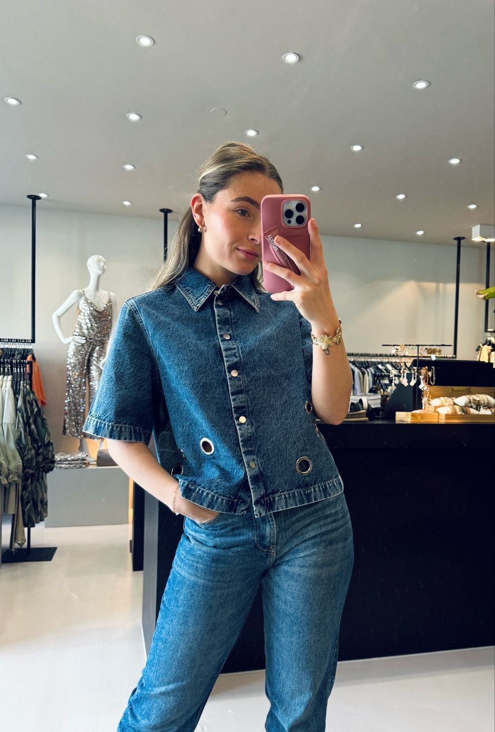 Closed Short sleeve denim shirt Mid blue C94095-18S-WE