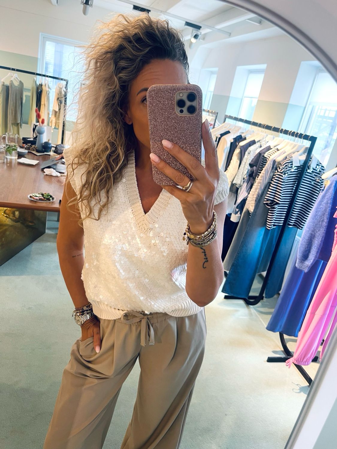 Dante6 Ezra sequins sweater Butter Cream 251411