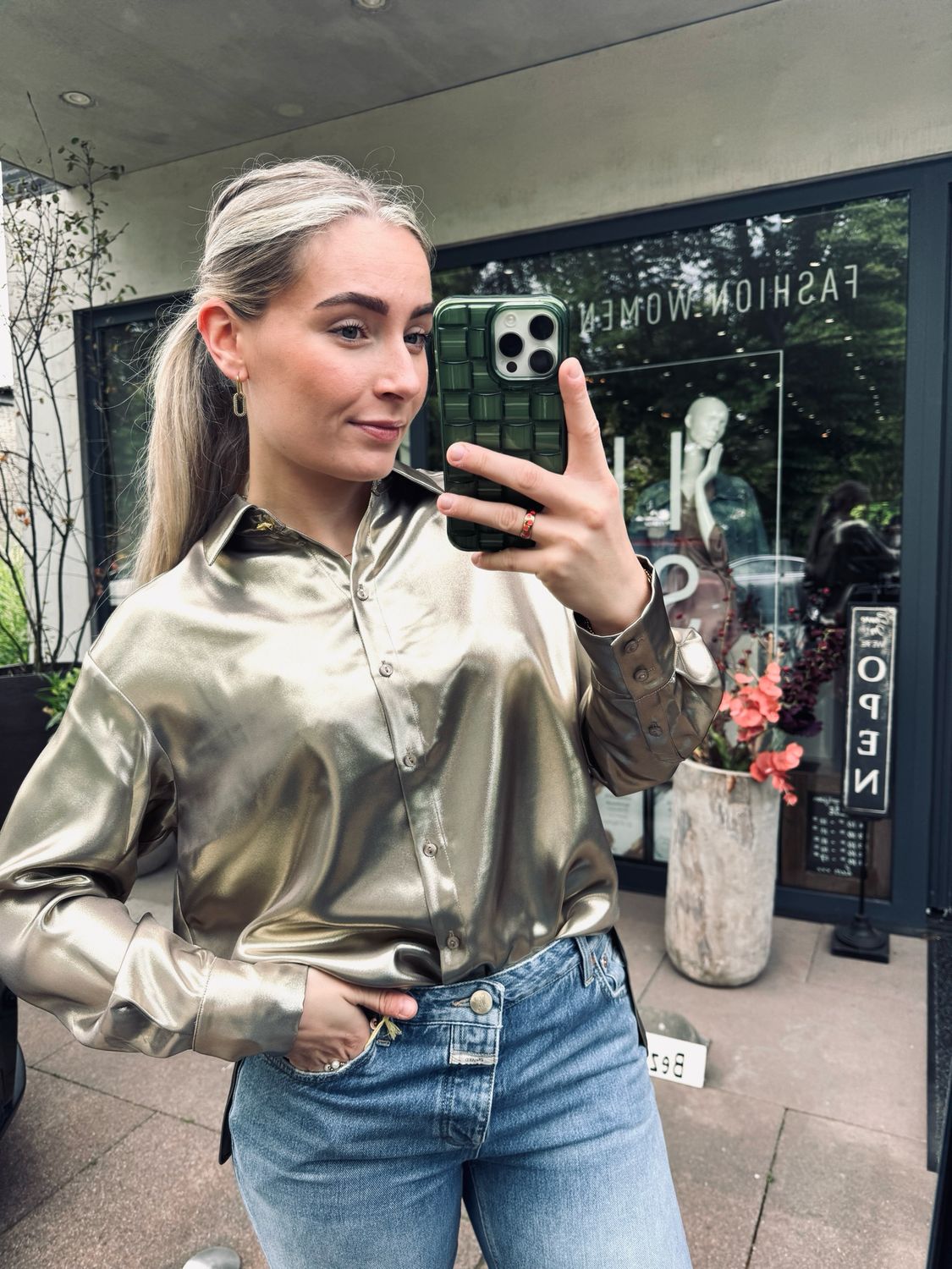 Dante6 Ginny metallic relaxed shirt Goud 252136