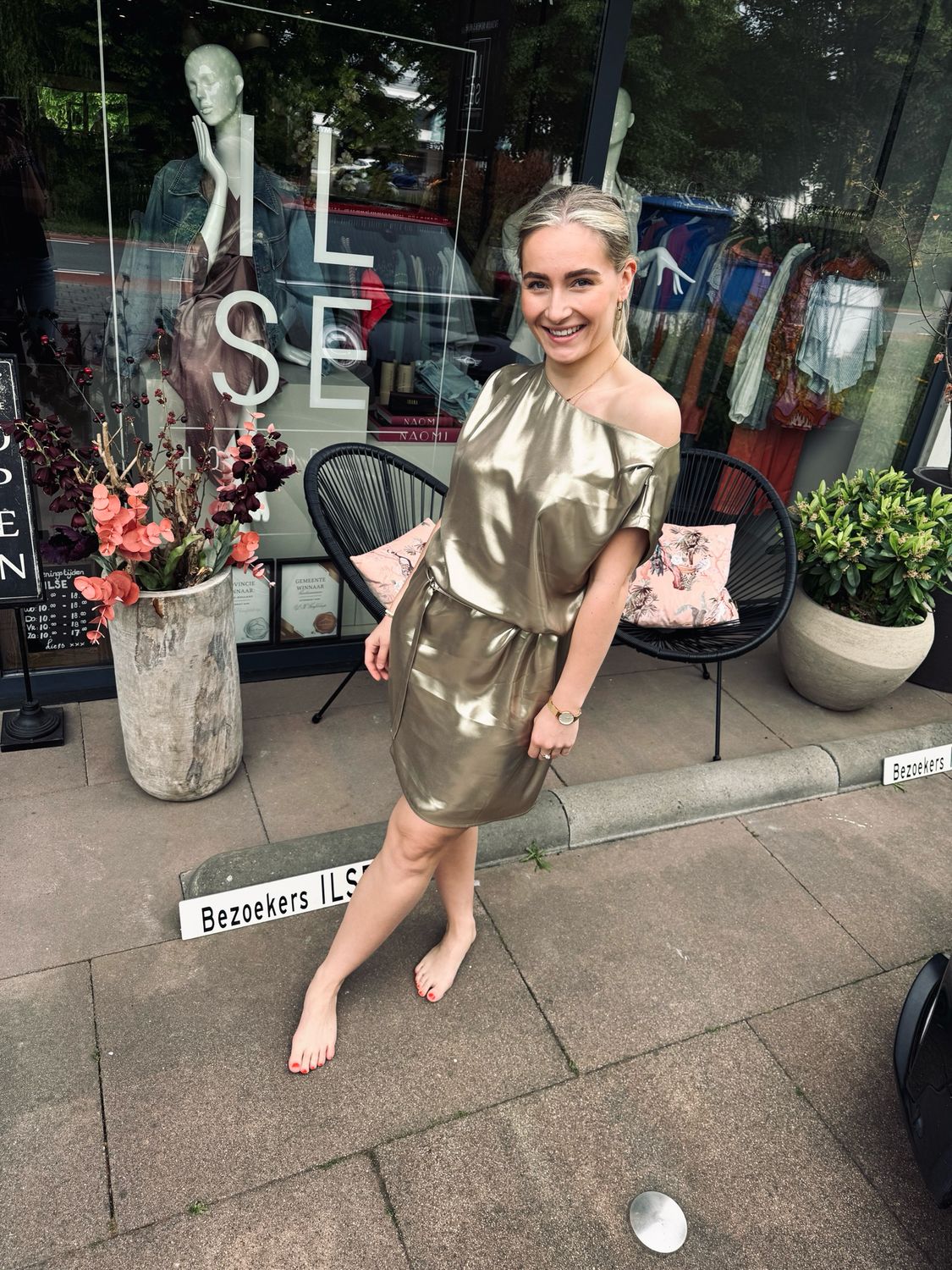 Dante6 Grayson metallic dress Goud 252134