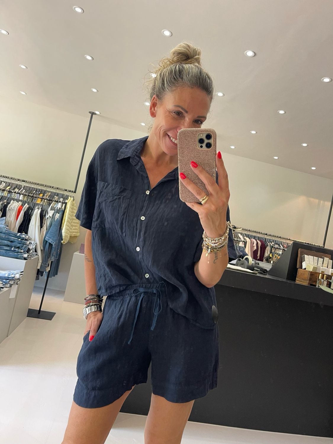 By-Bar mara linen blouse midnight 25512023