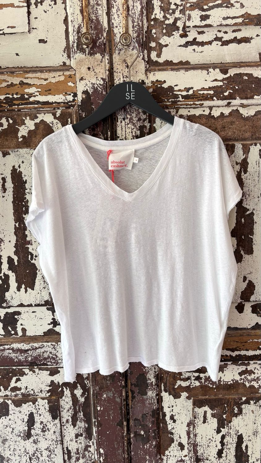 Absolut Cashmere T SHIRT COL ROND MC CREAM ACF19P102CLN