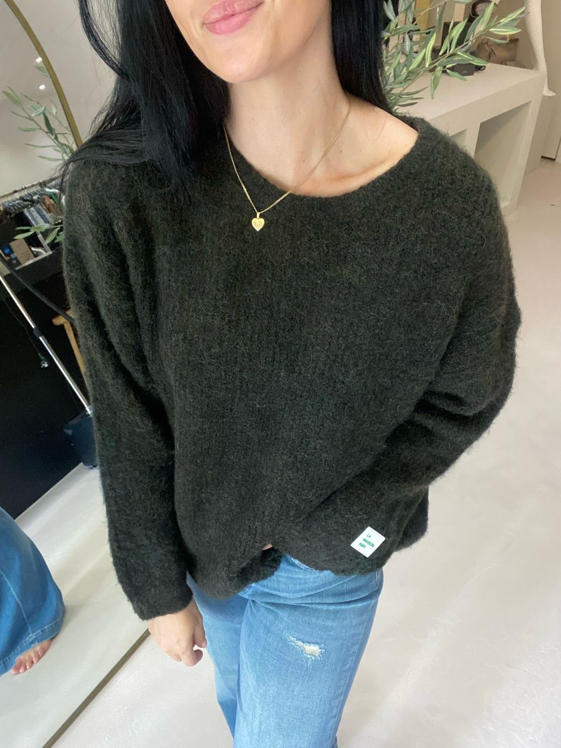American Vintage PULL AMPLE ML COL ROND EPICEA CHINE EAST18UH25