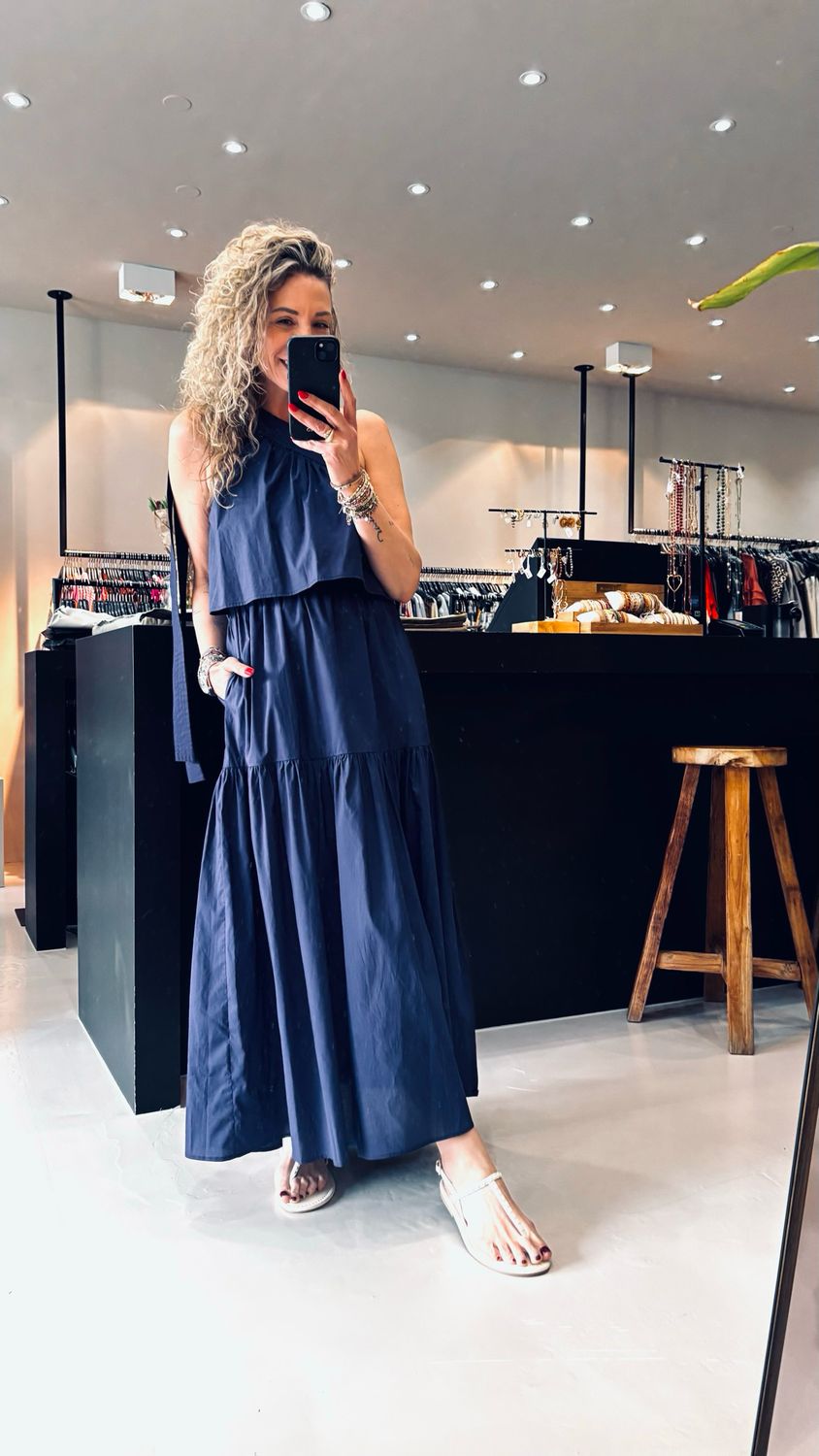 Vanessa Bruno Cora dress blauw 4EVA69-V08075 Vanessa Bruno Cora dress blauw 4EVA69-V08075