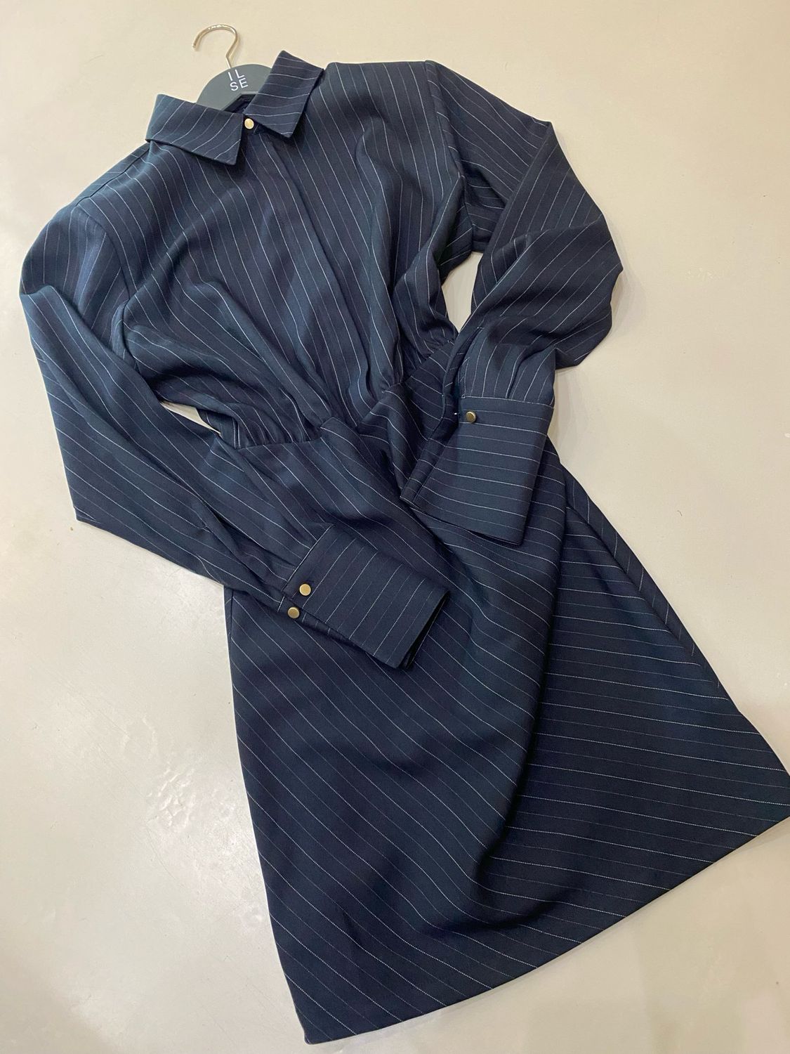Ibana Deliah Pinstripe dress D.Blauw 302550072